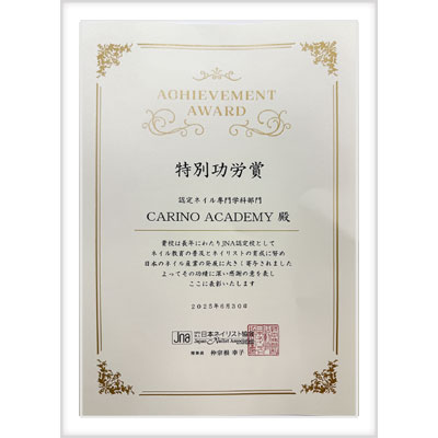 JNA 認定ネイル専門学科部門 特別功労賞